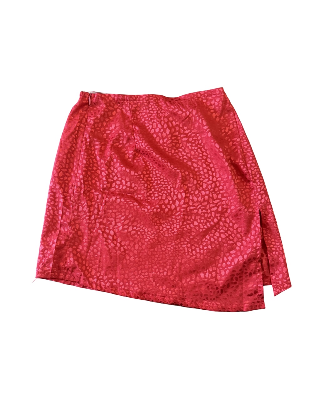Princess Polly Red Animal Print Satin Mini Skirt w Slit Detail